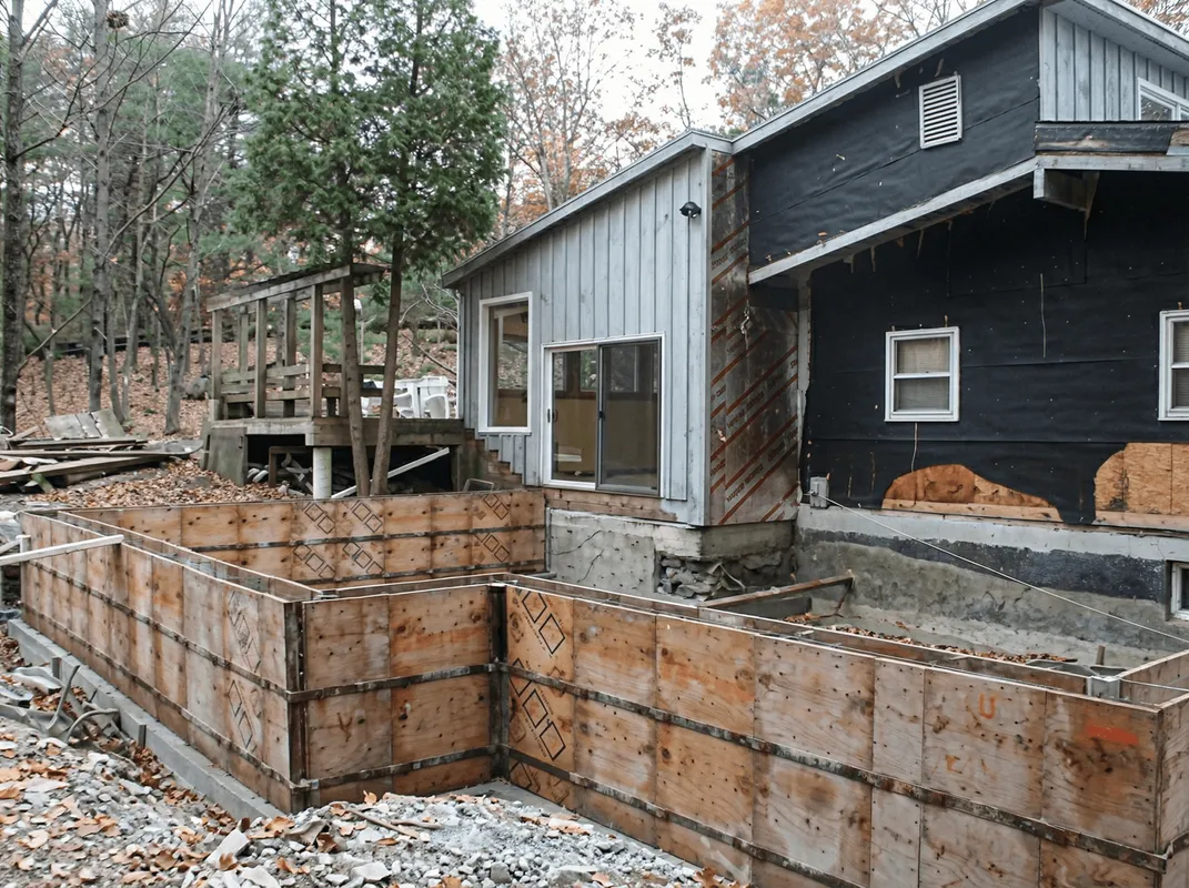 Prepared site with foundation forms for home remodeling and addition project in Evansville, IN