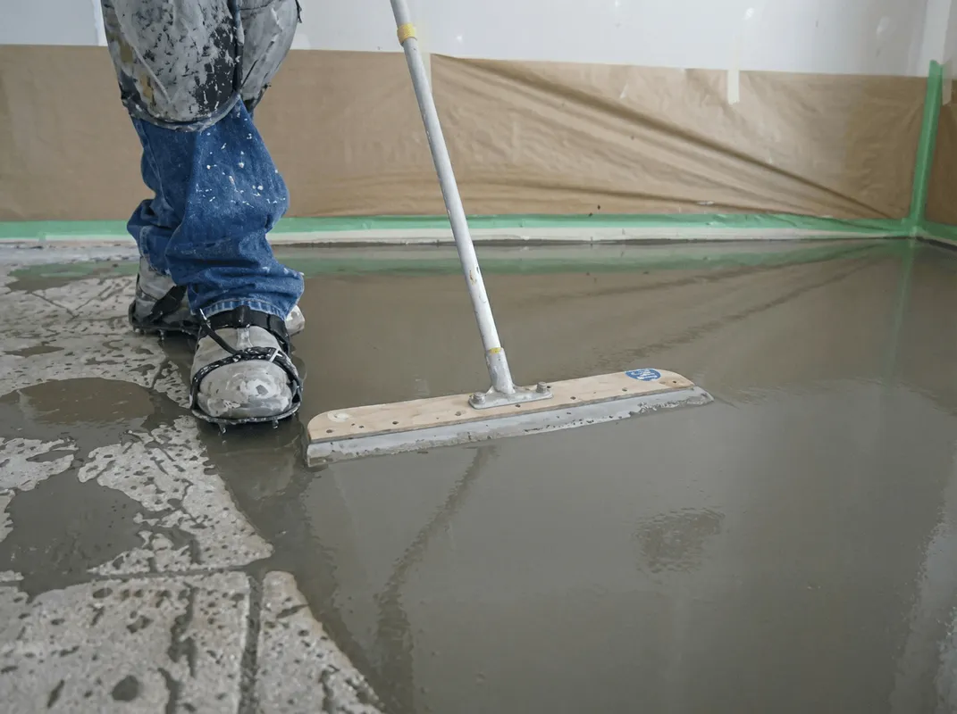 Uneven floor being professionally repaired in Evansville, IN